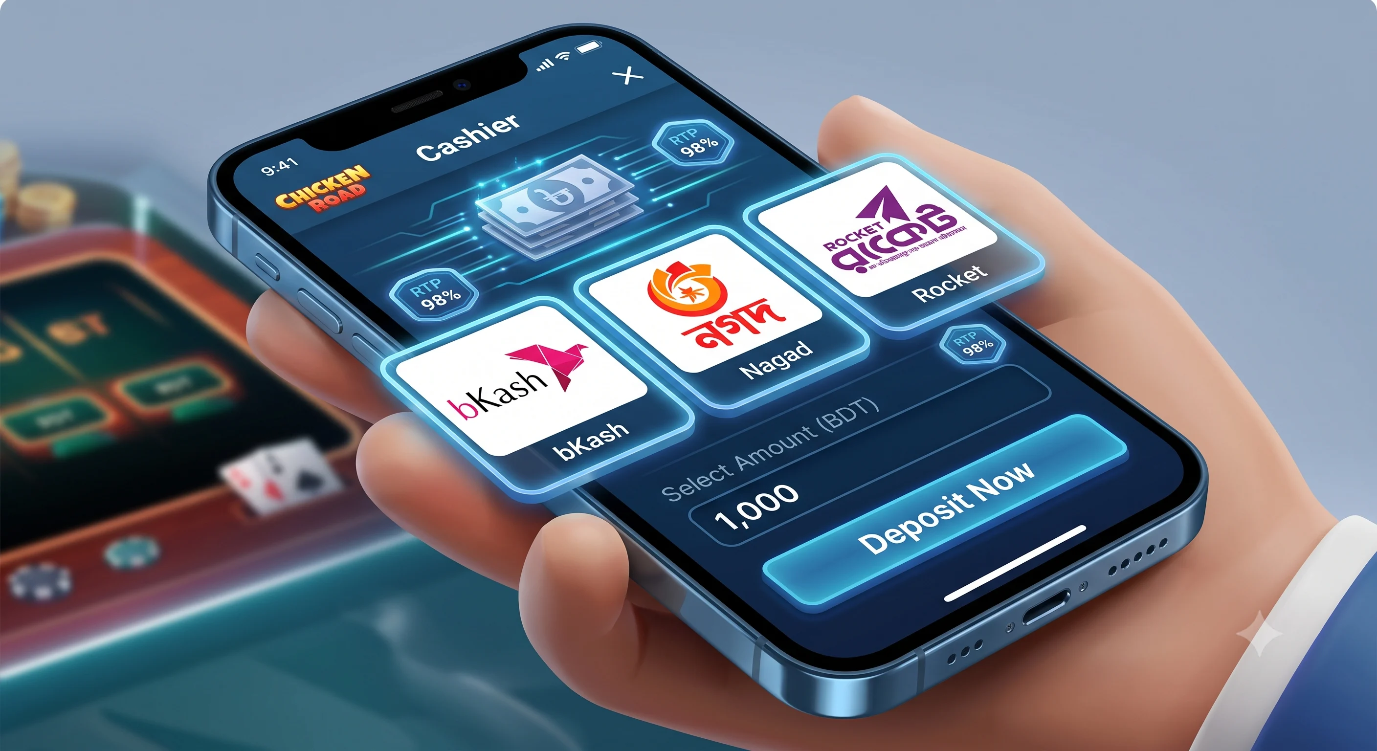 Bangladeshi mobile banking payment options bKash Nagad Rocket for casino gaming